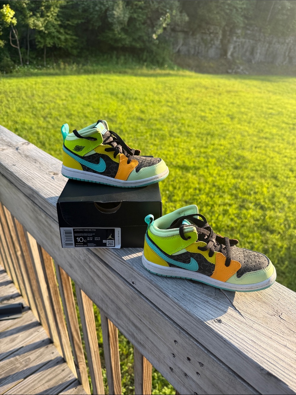 Nike Kids Neon Green, Yellow & Teal High-Top Sneakers